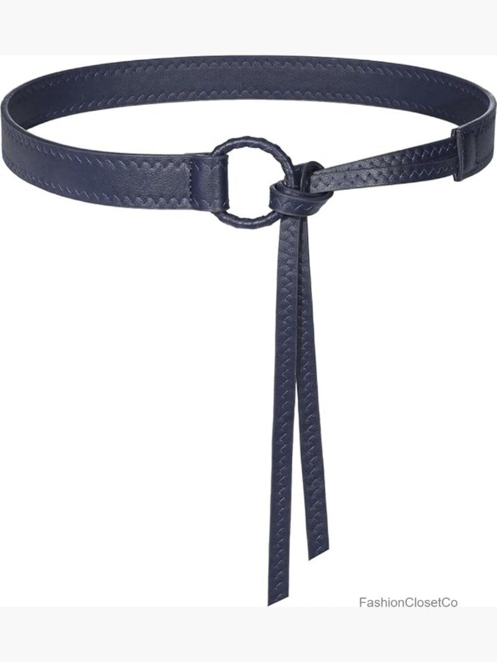 PU Leather Knotted Waist Belt for Women Thin Strap Dress Belt